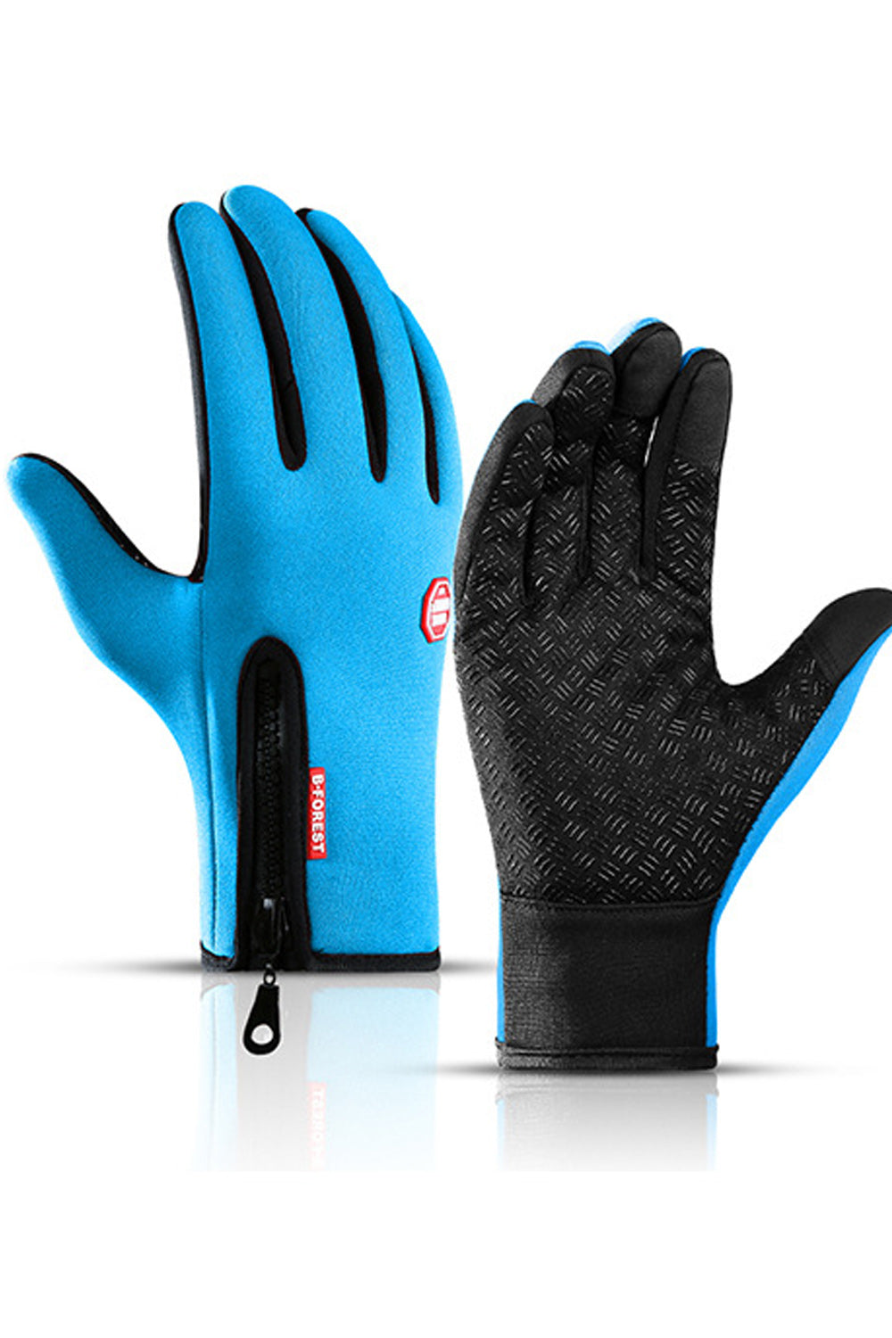 Women Thick Windproof Zipper Outdoor Warm Ski Gloves