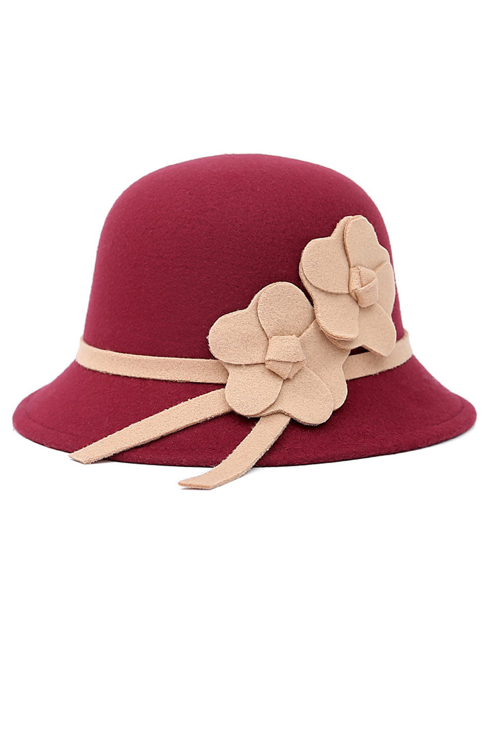 Women Fashion Flower Decorated Warm Beret Hat