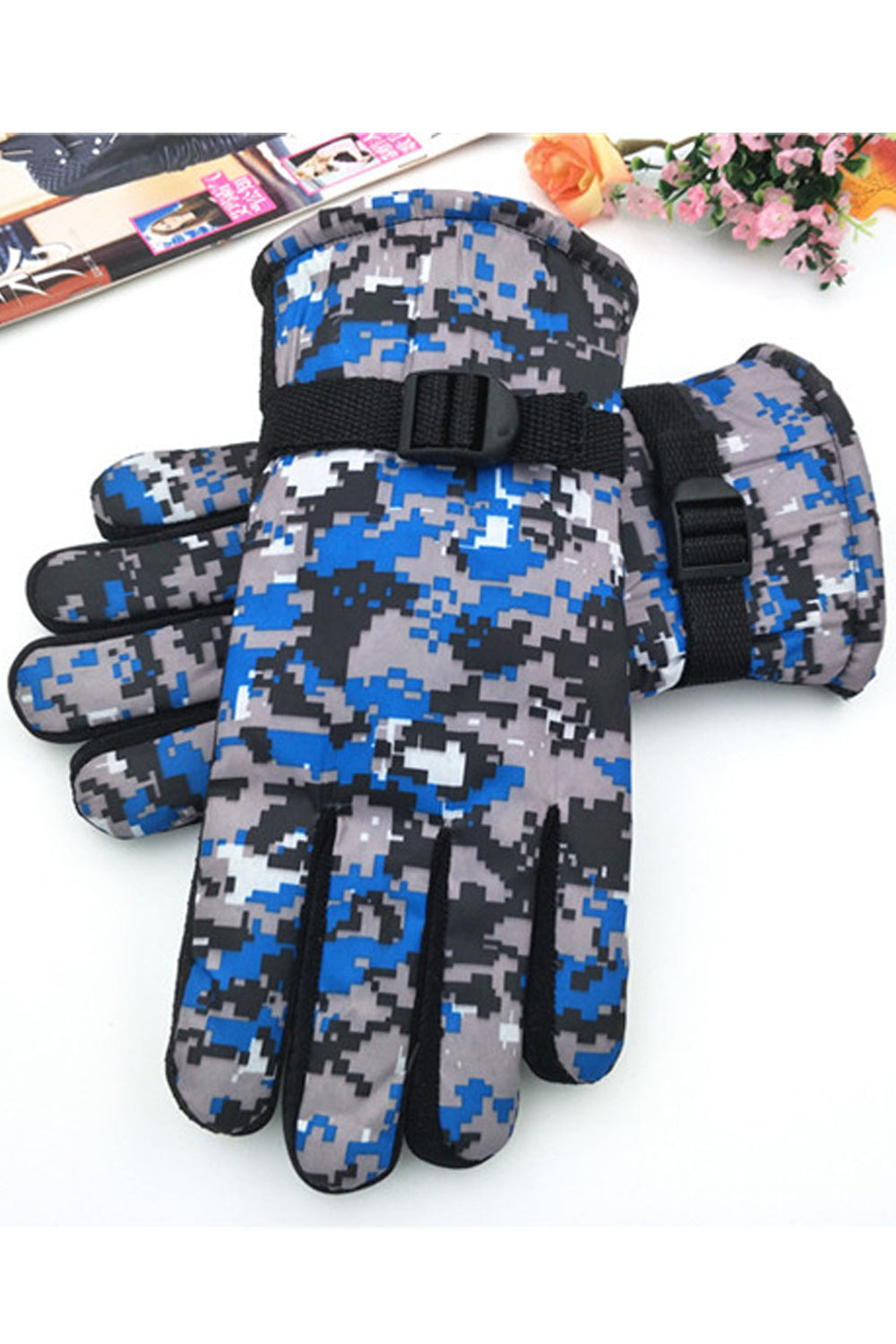 Women Thick Cashmere Camouflage Coldproof Ski Gloves