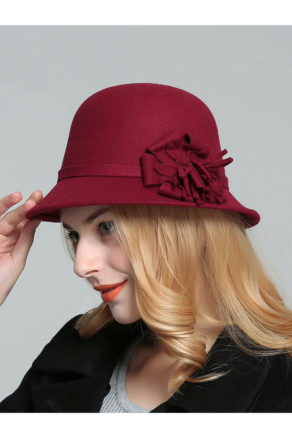 Women Pretty Flower Decorated Warm Winter Beret Hat