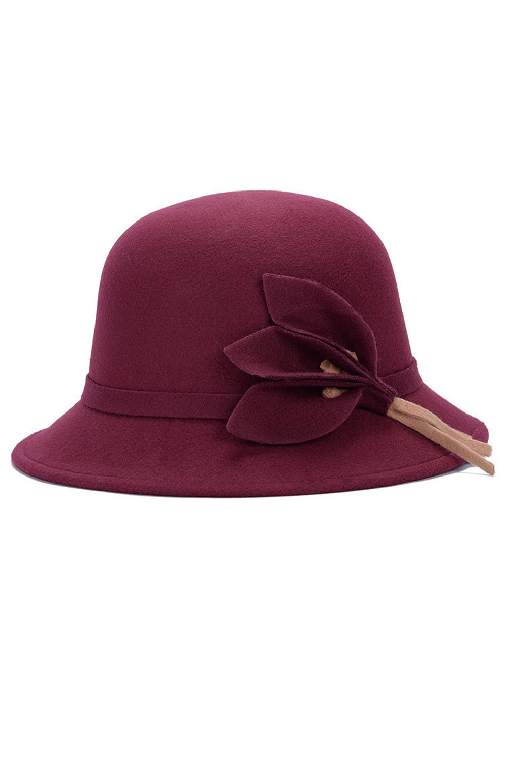 Women Dome Style Leaf Decorated Warm Beret Hat