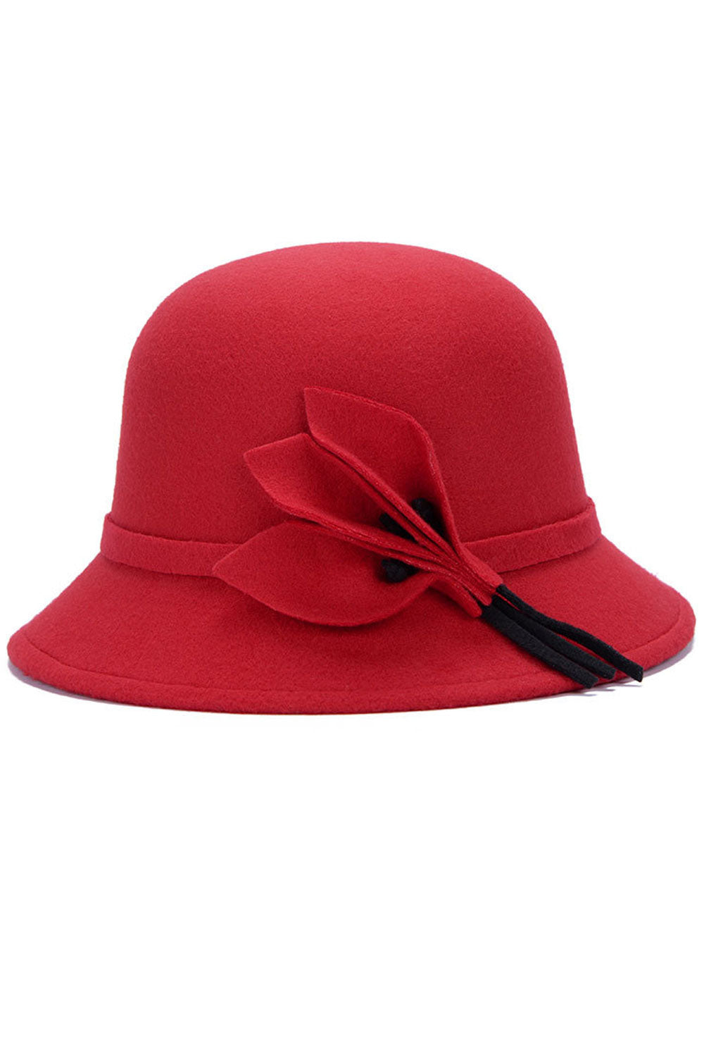 Women Dome Style Leaf Decorated Warm Beret Hat