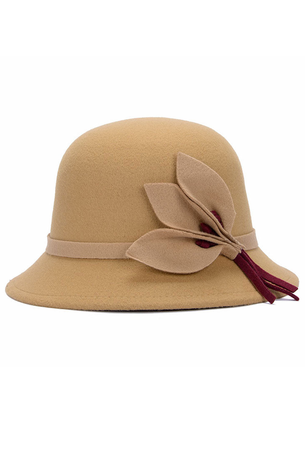 Women Dome Style Leaf Decorated Warm Beret Hat