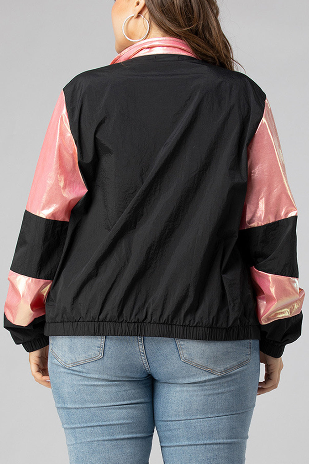 Women Long Sleeve Convenient Zipper Closure Collar Neck Casual Jacket