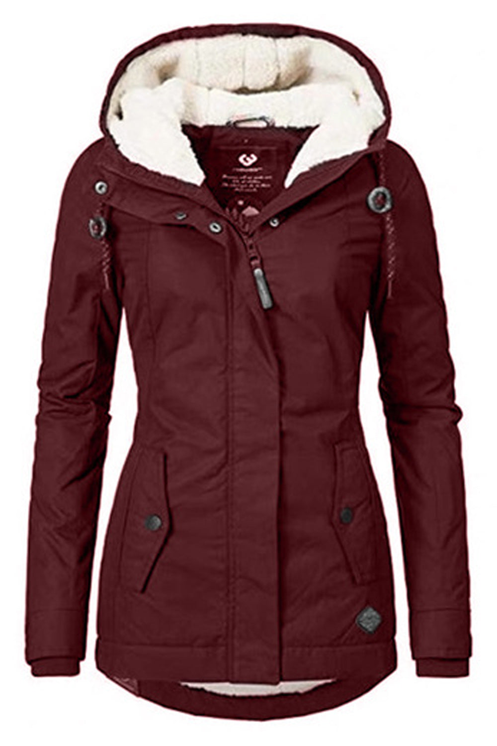 Women Hooded Neck Solid Colored Long Sleeve Comfy Casual Jacket
