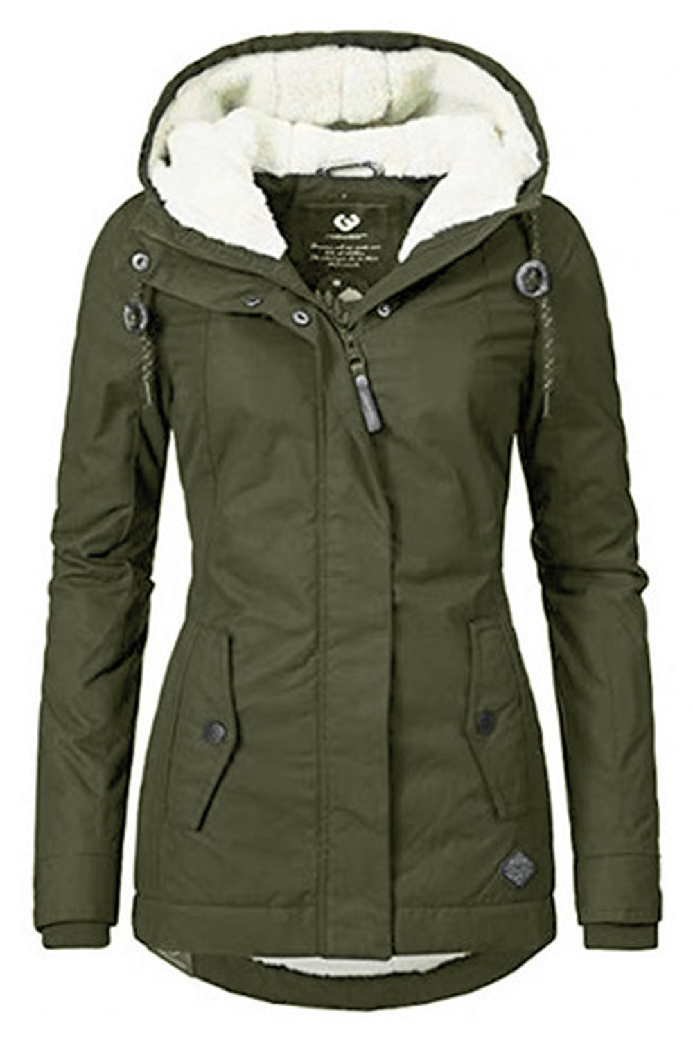 Women Hooded Neck Solid Colored Long Sleeve Comfy Casual Jacket