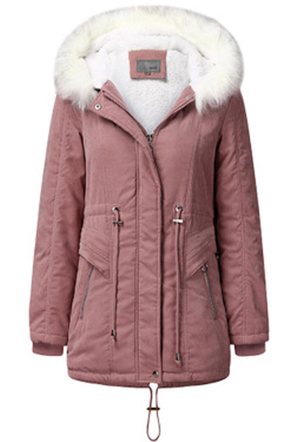 Women Elastic Cuff Long Sleeve Zipper Closure Hooded Style Casual Jacket
