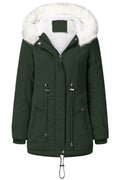 Women Elastic Cuff Long Sleeve Zipper Closure Hooded Style Casual Jacket