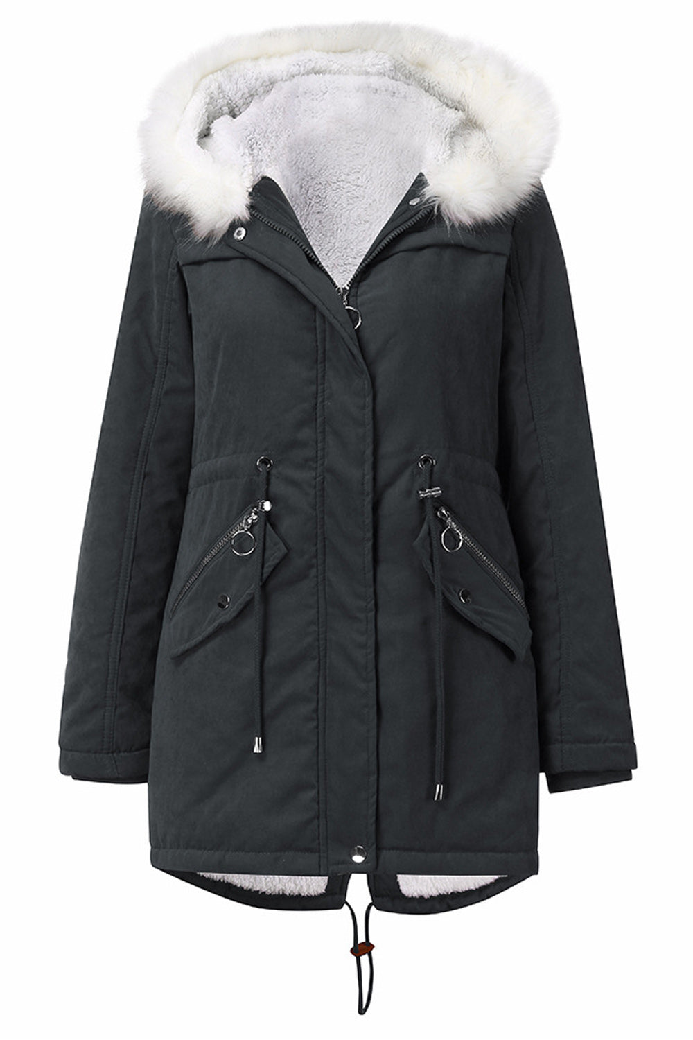 Women Warm Hooded Neck Long Sleeve Comfortable Soft Casual Jacket