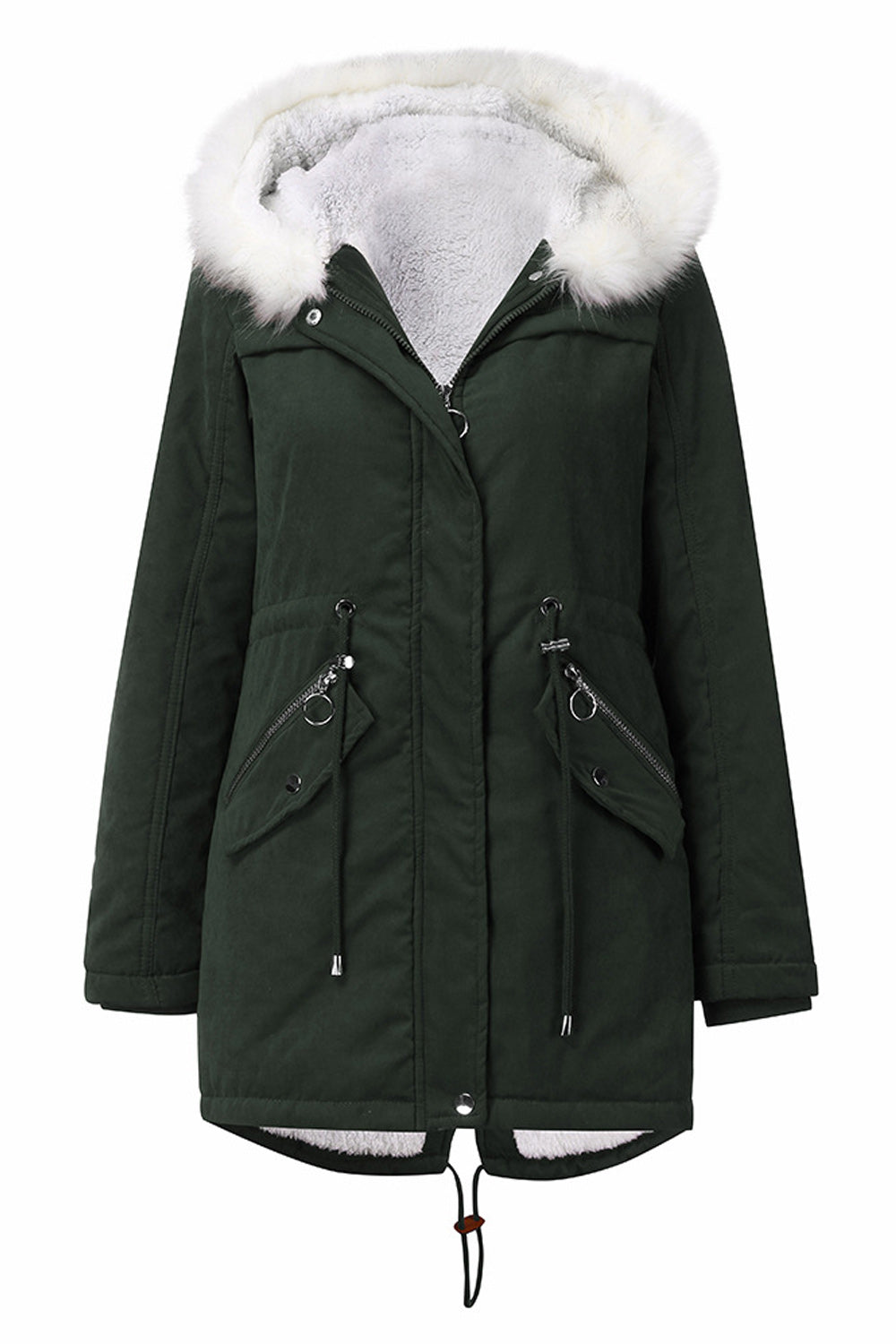 Women Warm Hooded Neck Long Sleeve Comfortable Soft Casual Jacket