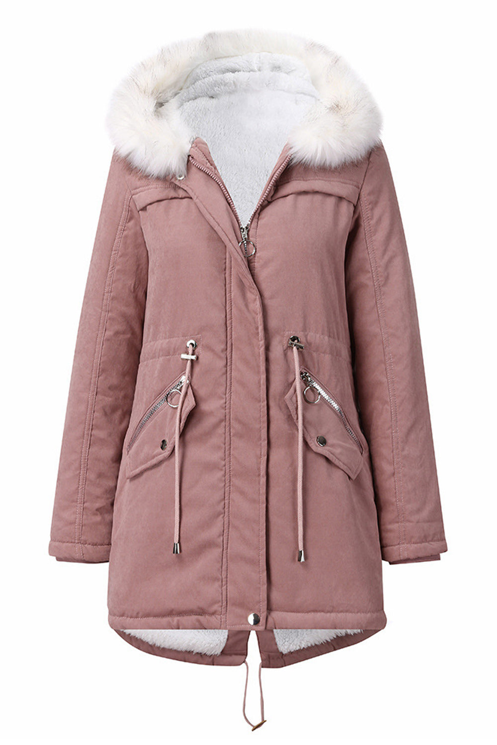 Women Warm Hooded Neck Long Sleeve Comfortable Soft Casual Jacket