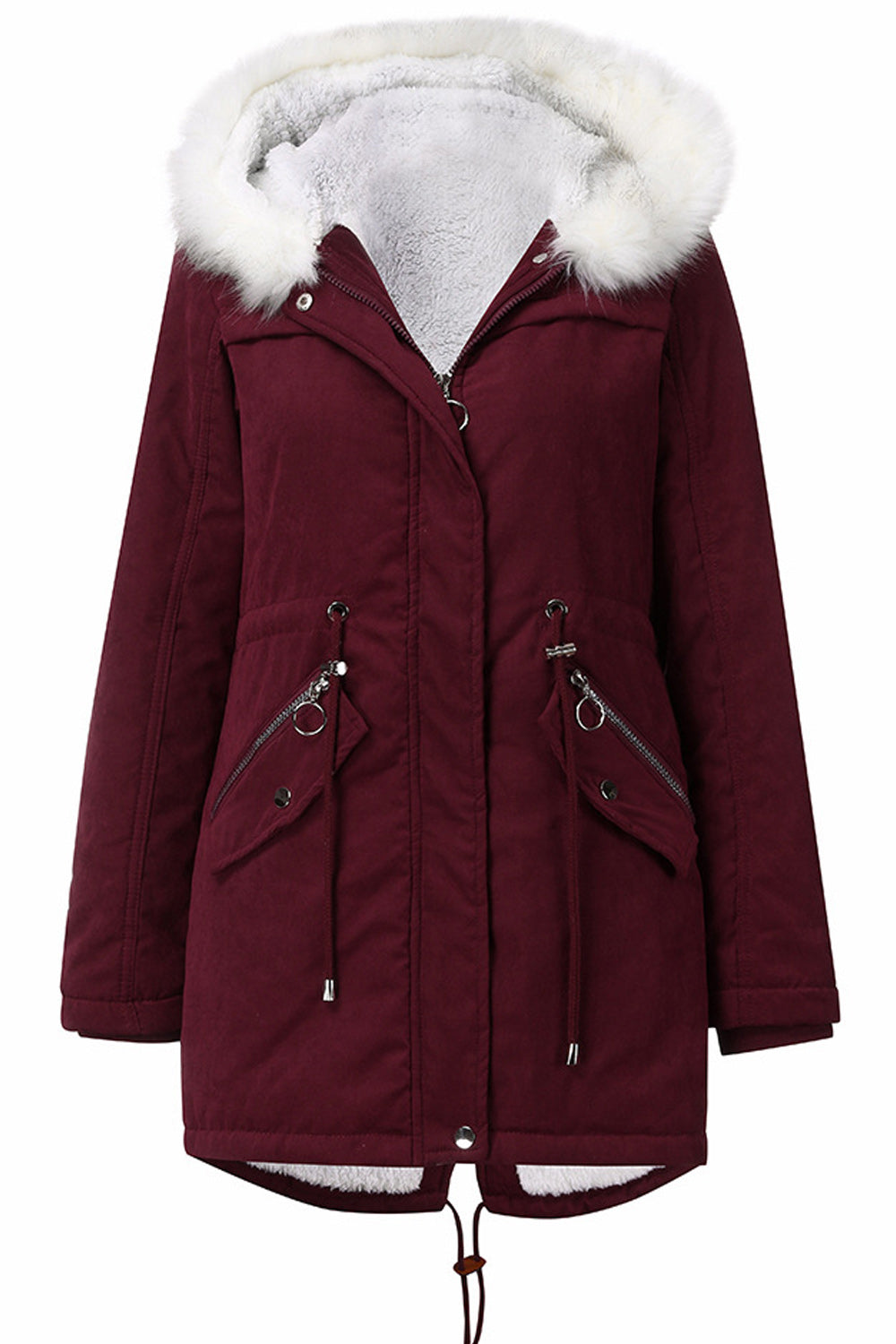 Women Warm Hooded Neck Long Sleeve Comfortable Soft Casual Jacket