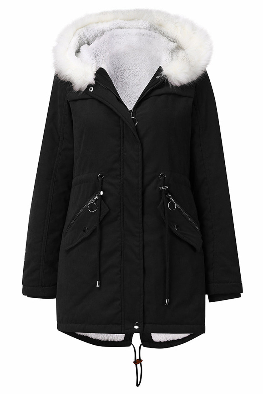 Women Warm Hooded Neck Long Sleeve Comfortable Soft Casual Jacket