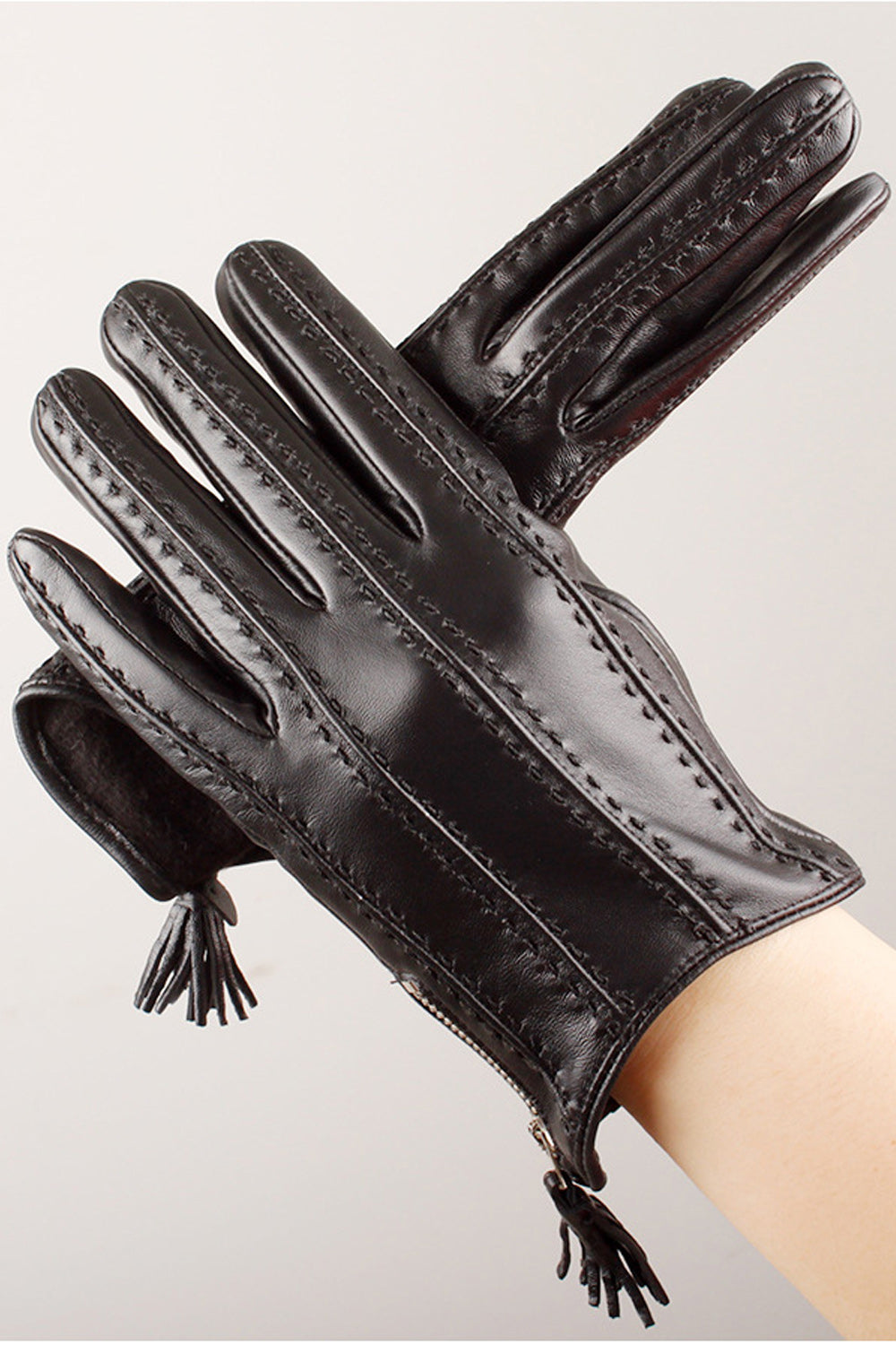 Women Windproof Hand Protection Thick Leather Gloves