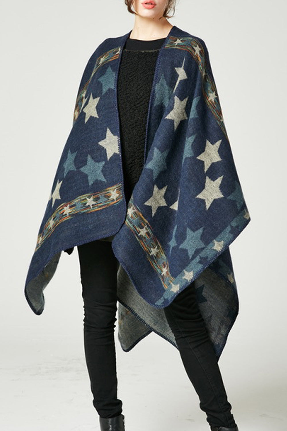 Women Pretty Star Printed Charmin Cashmere Thick Shawl