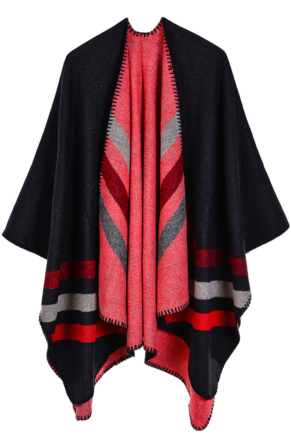 Women Thick Stripe Printed Cashmere Cozy Convenient Shawl