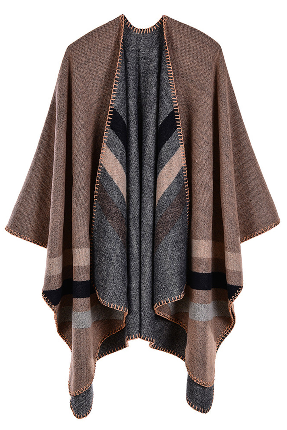 Women Thick Stripe Printed Cashmere Cozy Convenient Shawl