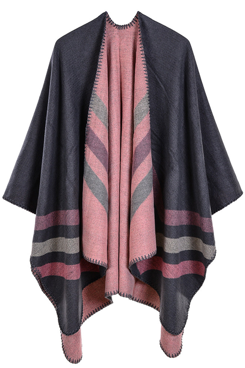 Women Thick Stripe Printed Cashmere Cozy Convenient Shawl