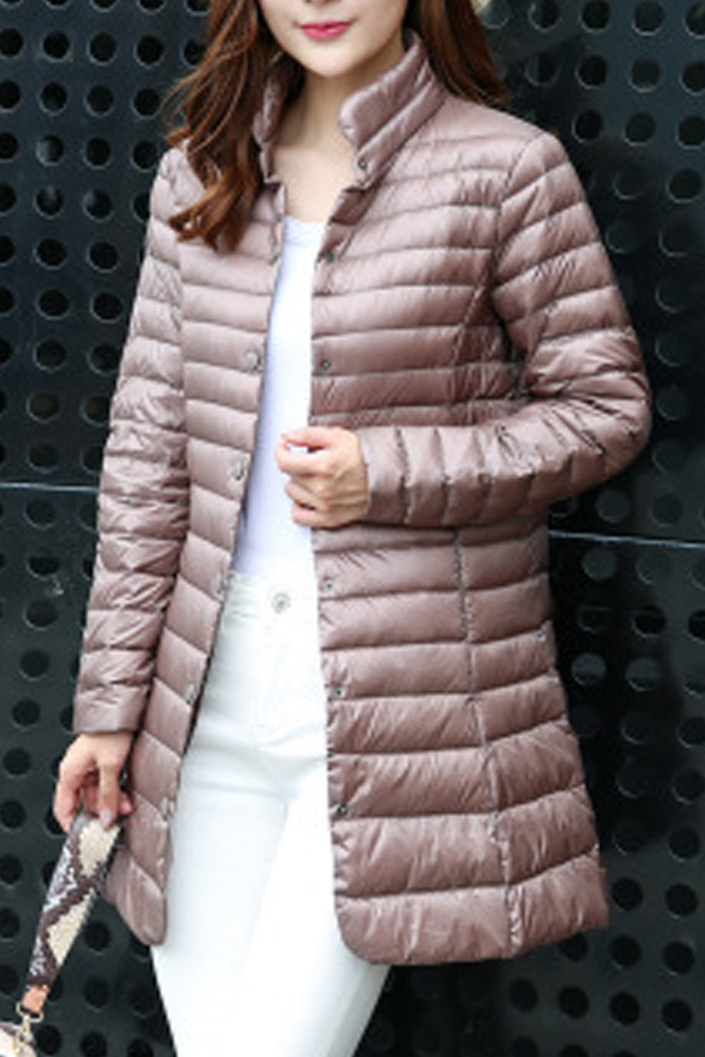 Women Cute Solid Colored Soft Long Sleeve Collar Neck Padded Jacket
