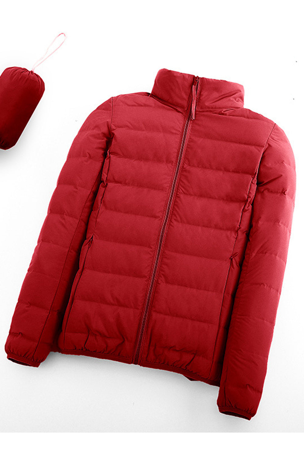 Women Convenient Zipper Closure Long Sleeve Elegant Soft Padded Jacket