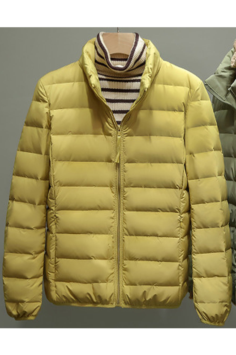 Women Convenient Zipper Closure Long Sleeve Elegant Soft Padded Jacket