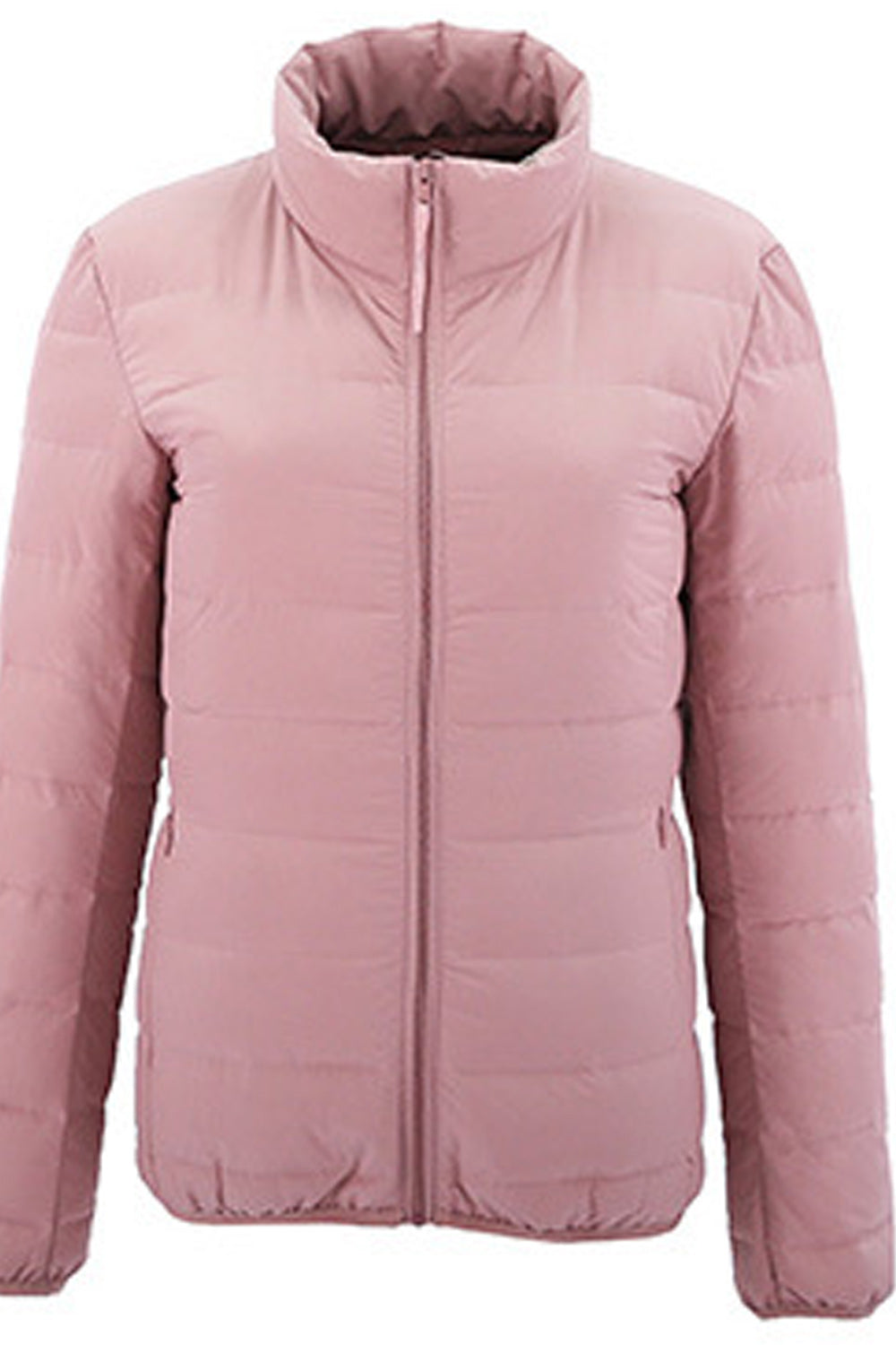 Women Convenient Zipper Closure Long Sleeve Elegant Soft Padded Jacket
