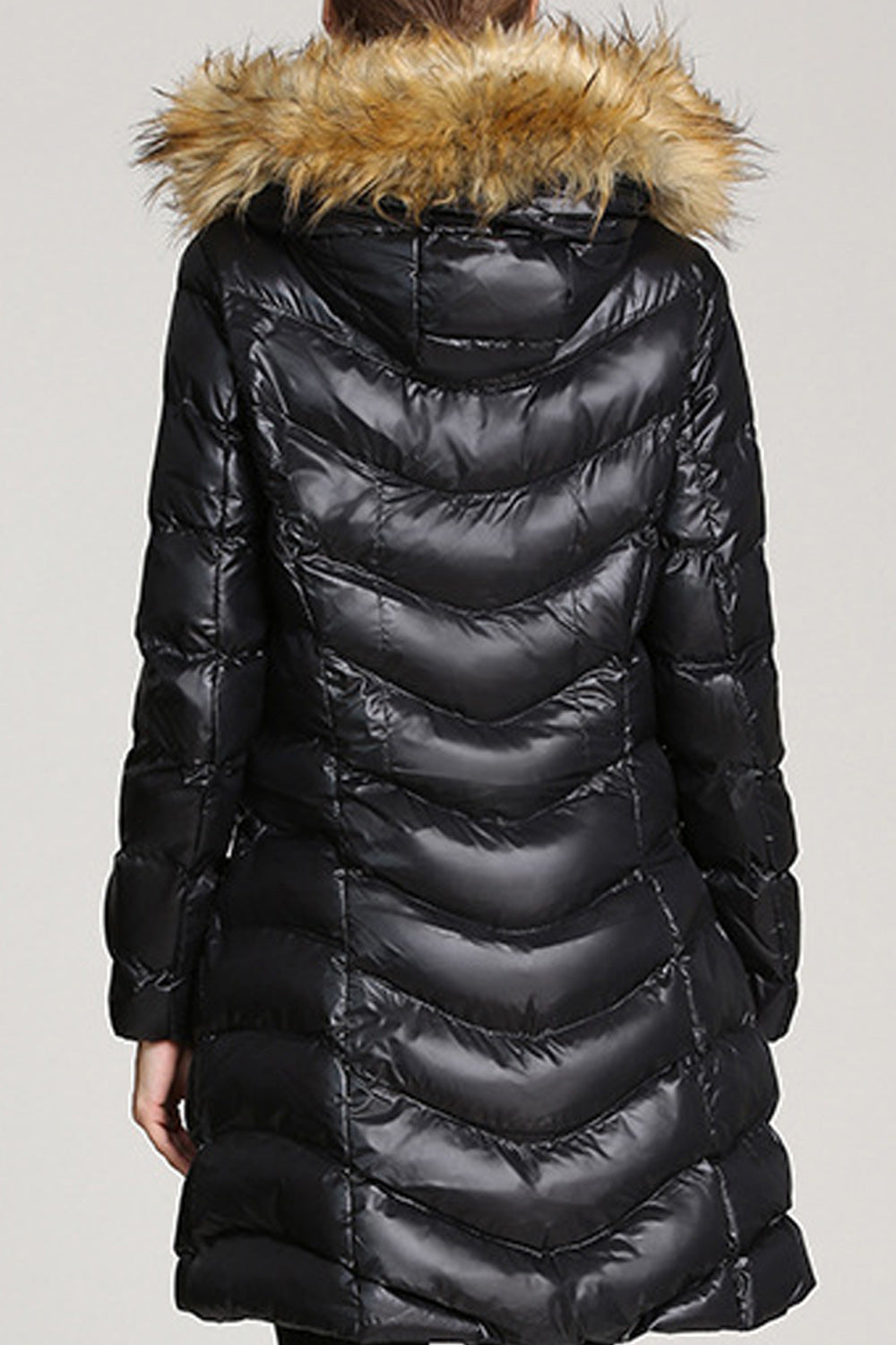 Women Warm Zipper Closure Long Sleeve Fashionable Padded Jacket