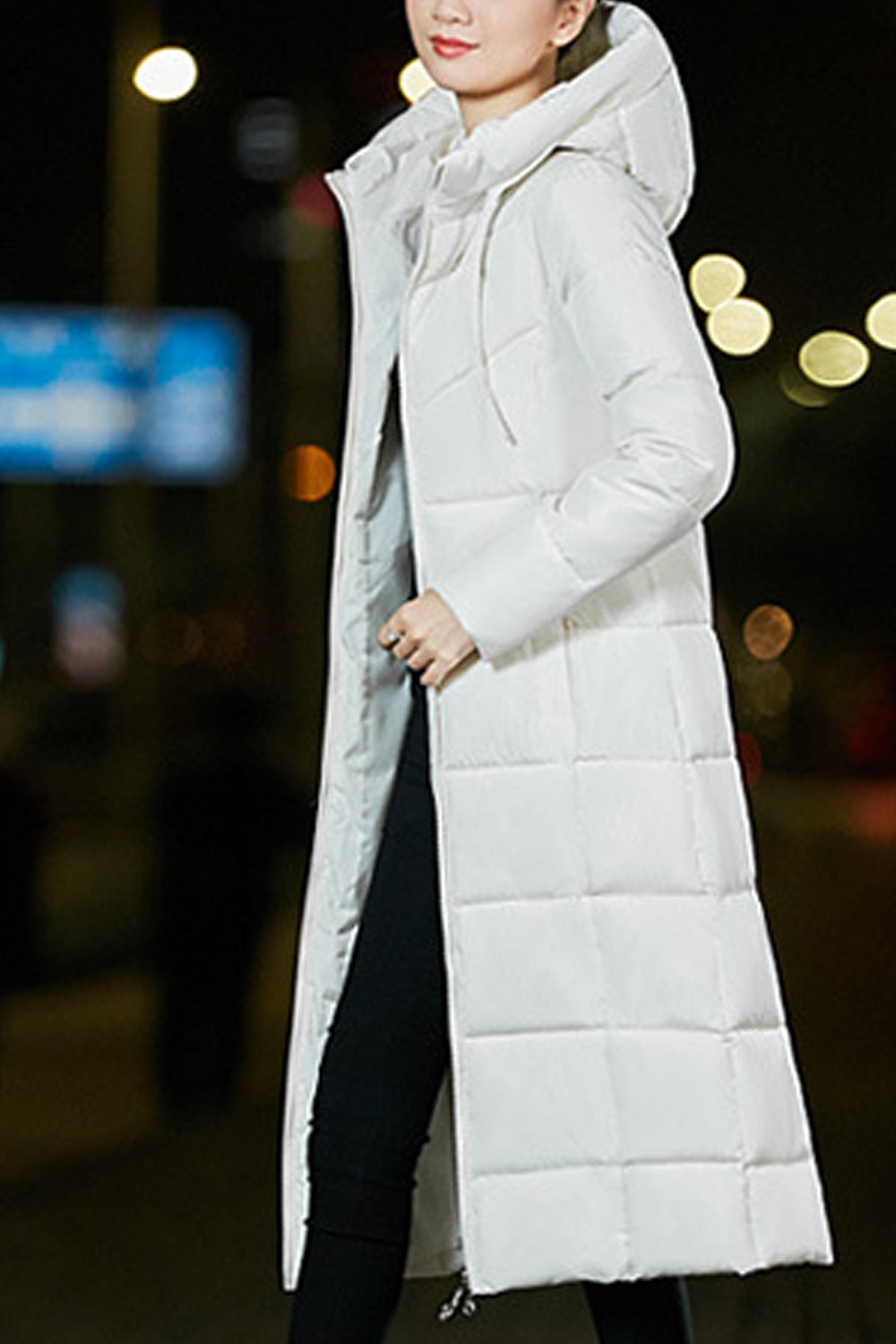 Women Easy Zipper Closure Convenient Long Sleeve Hooded Neck Padded Jacket