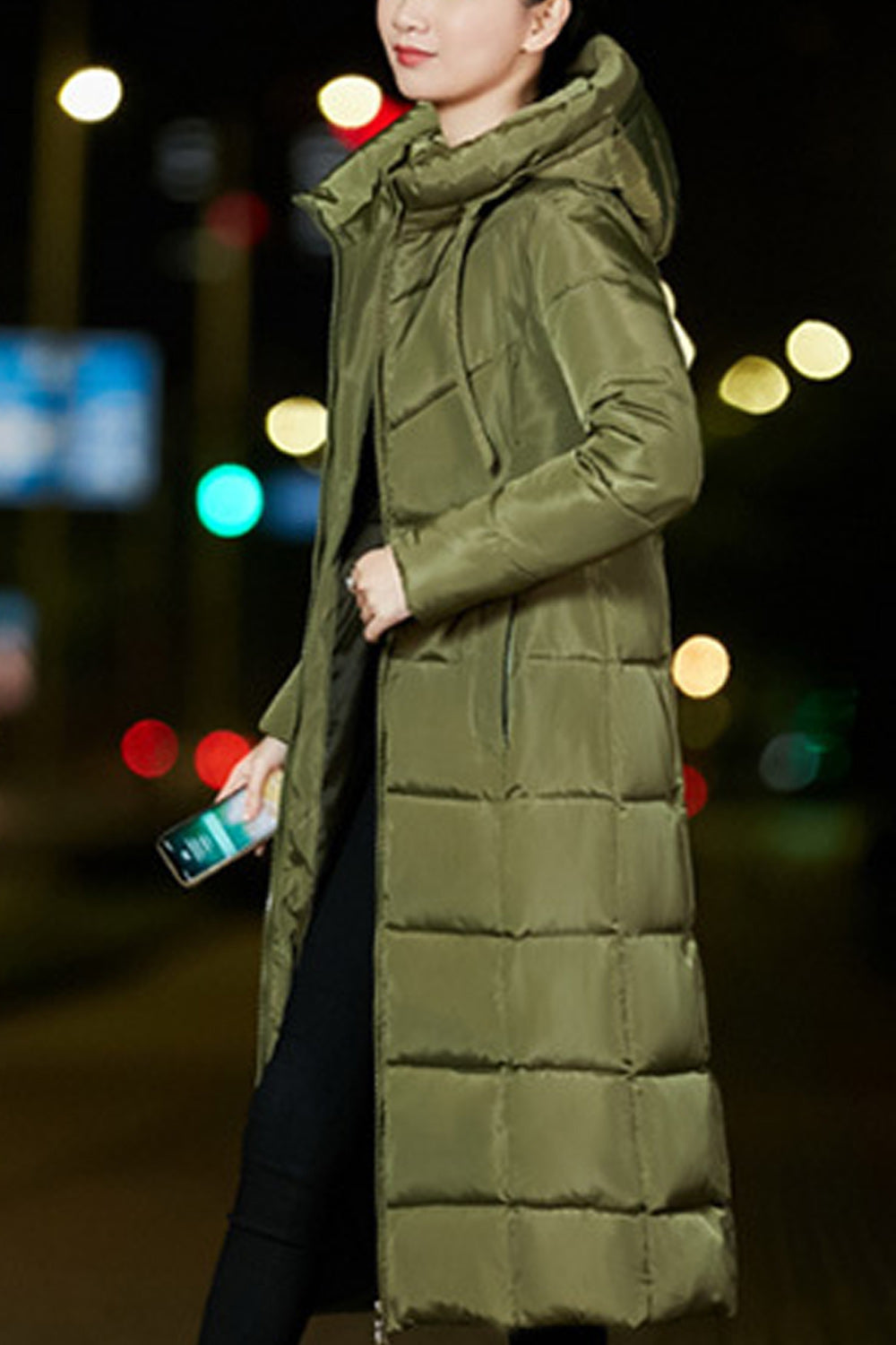 Women Easy Zipper Closure Convenient Long Sleeve Hooded Neck Padded Jacket