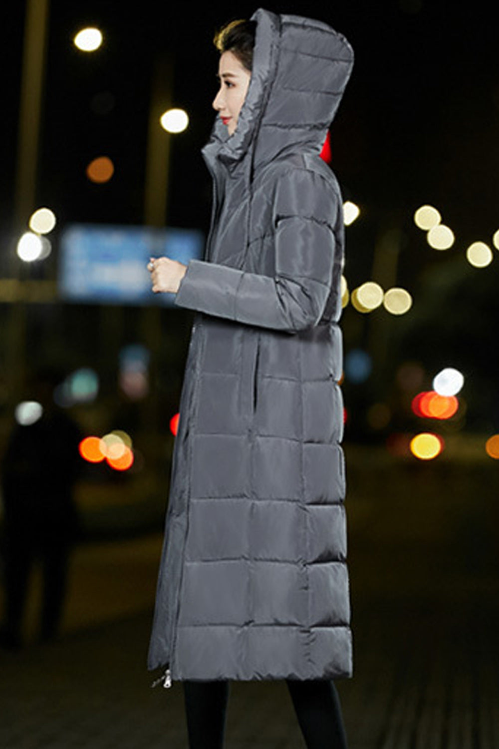 Women Easy Zipper Closure Convenient Long Sleeve Hooded Neck Padded Jacket