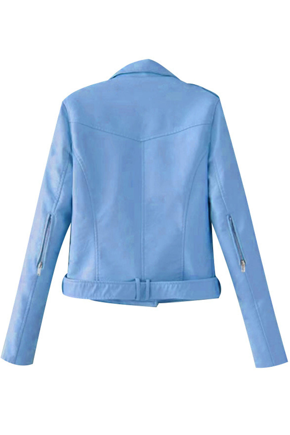 Women Long Sleeve Slim Fit Zipper Closure Elegant Styled Leather Jacket