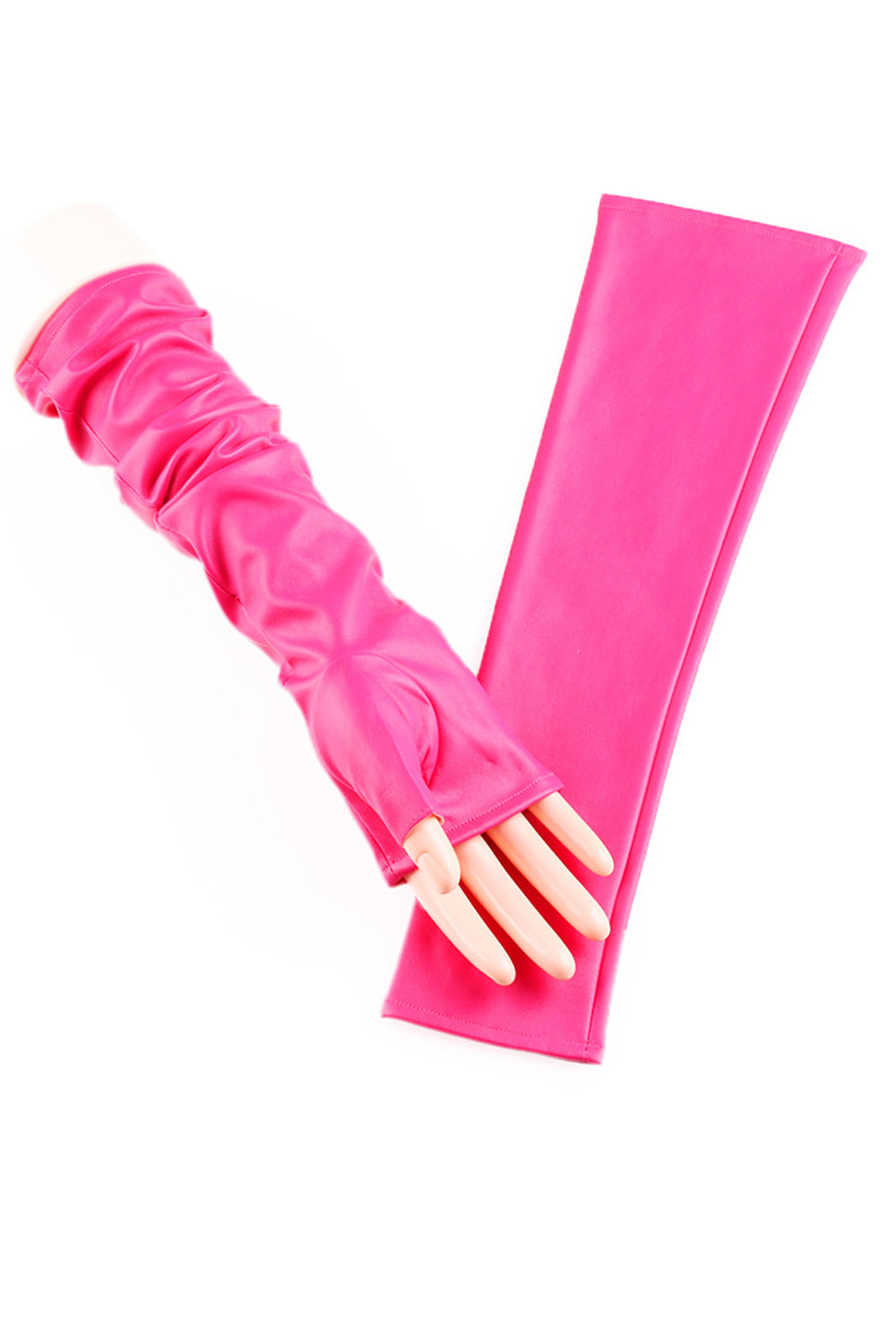 Women Elegant Solid Colored Thick Leather PU Gloves