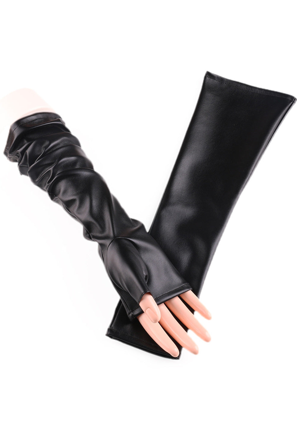 Women Elegant Solid Colored Thick Leather PU Gloves