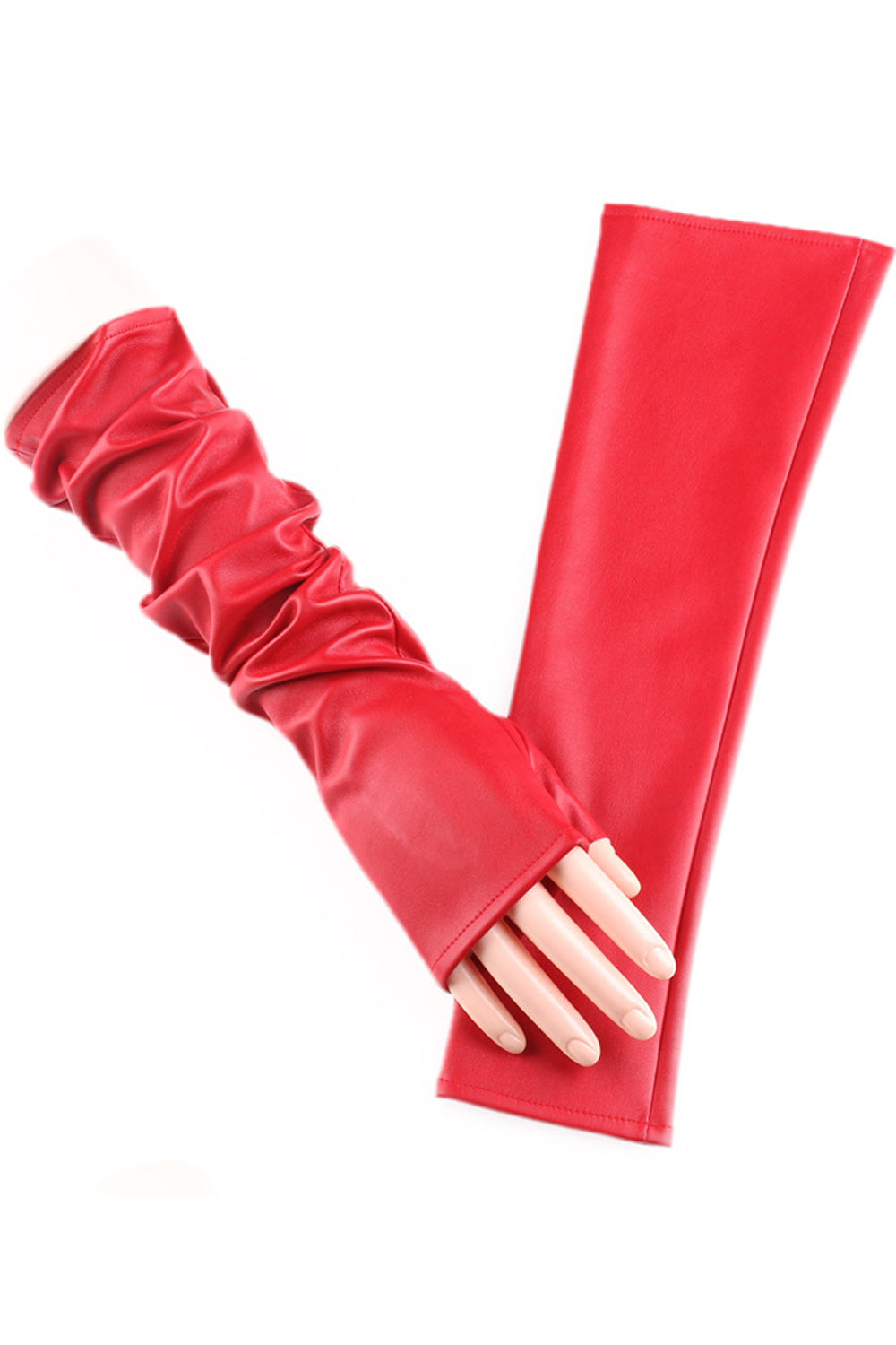 Women Elegant Solid Colored Thick Leather PU Gloves