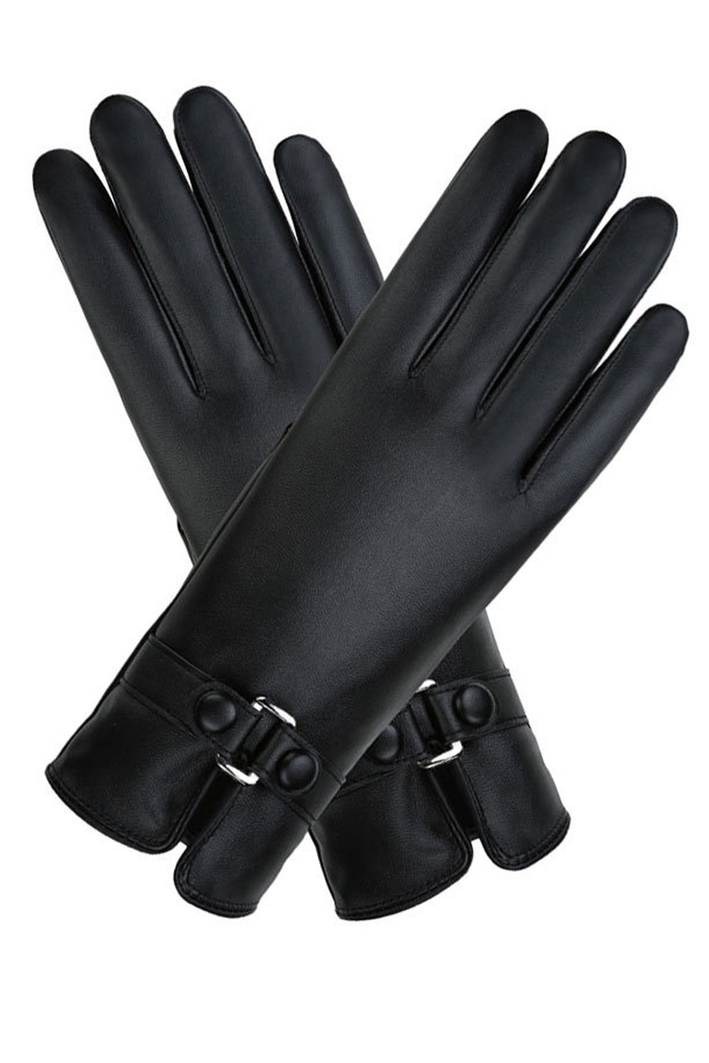 Women Simple Solid Pattern Cozy PU Leather Gloves