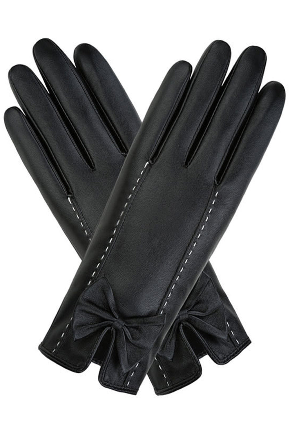 Women Simple Solid Pattern Cozy PU Leather Gloves