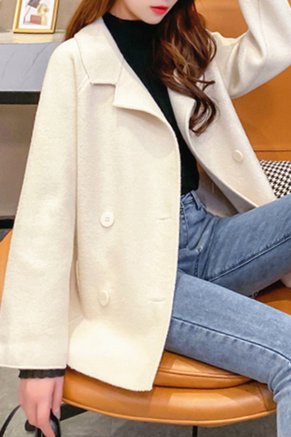 Women Stylish Collar Neck Solid Colored Long Sleeve Trendy Cardigan
