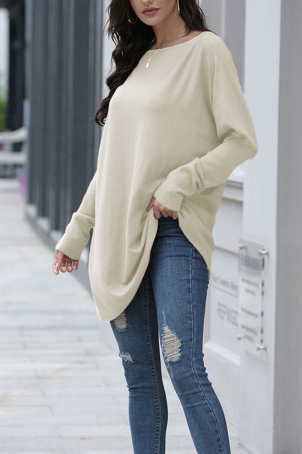 Women Soft Comfortable Long Sleeve Warm Solid Colored Sweater