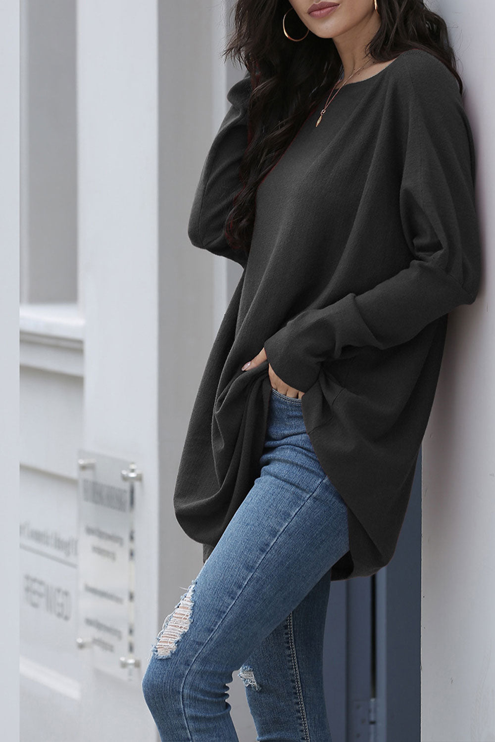 Women Soft Comfortable Long Sleeve Warm Solid Colored Sweater
