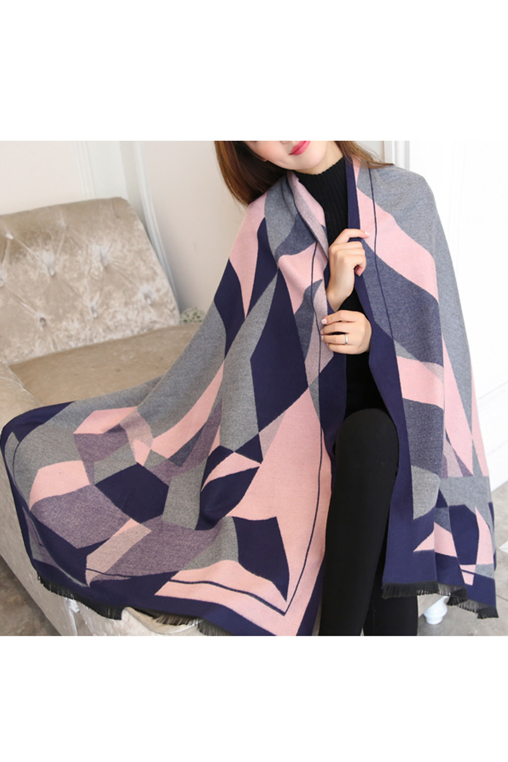 Women Classic Printed Pattern Cozy Breathable Soft Shawl
