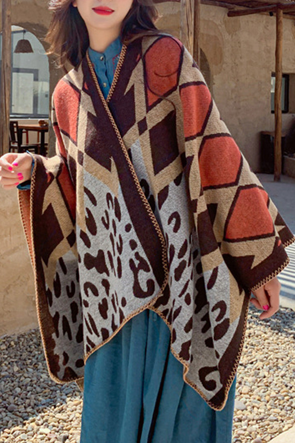 Women Printed Style Fashionable Cozy Convenient Shawl
