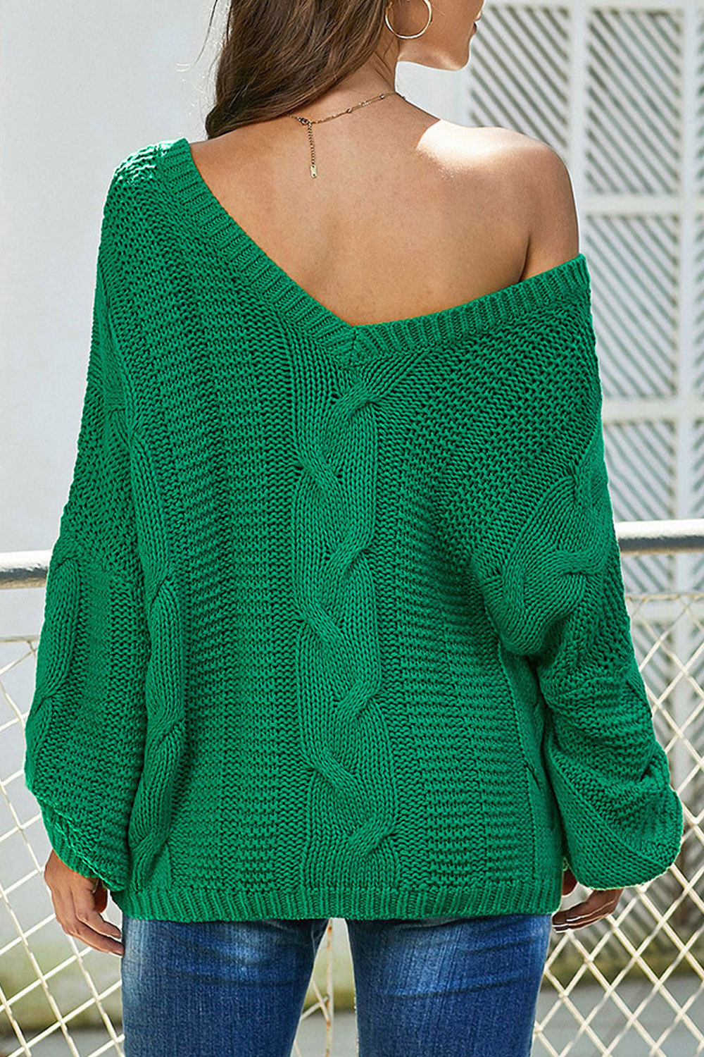 Women Loose Style Warm Knitted Solid Colored Sweater