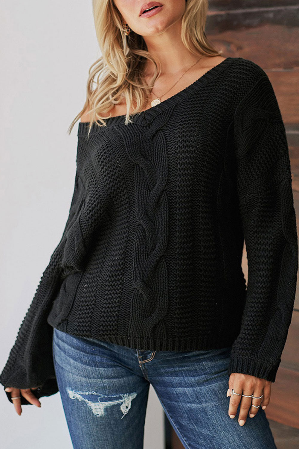 Women Loose Style Warm Knitted Solid Colored Sweater