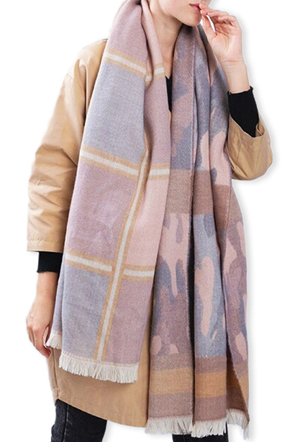 Women Magnificent Camouflage Pattern Warm Winter Long Shawl