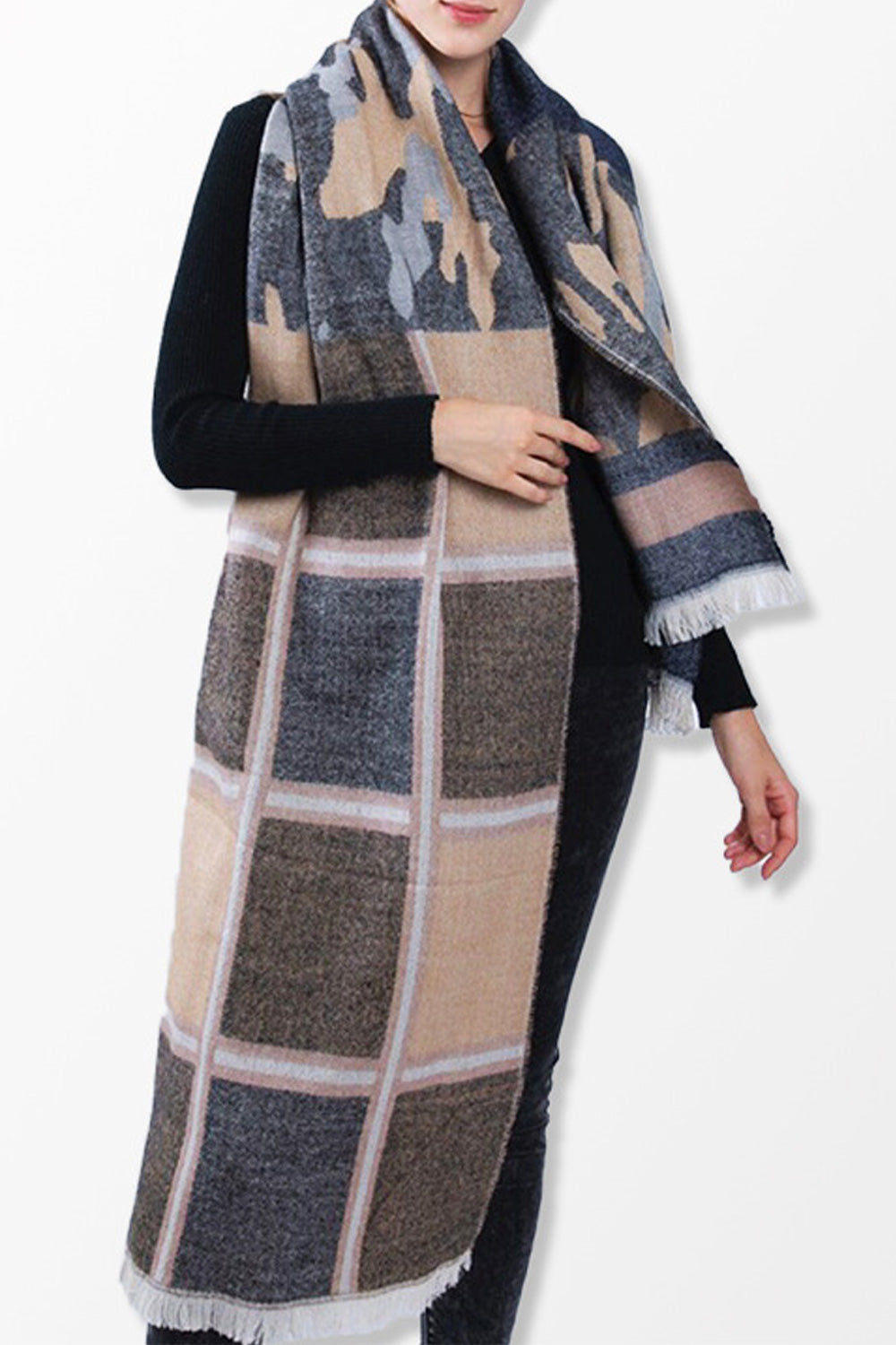 Women Magnificent Camouflage Pattern Warm Winter Long Shawl