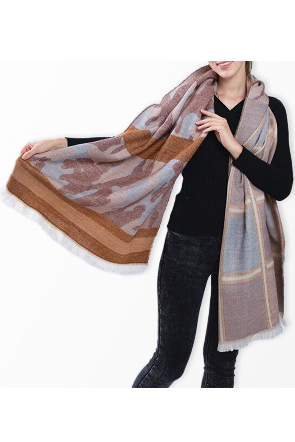 Women Magnificent Camouflage Pattern Warm Winter Long Shawl