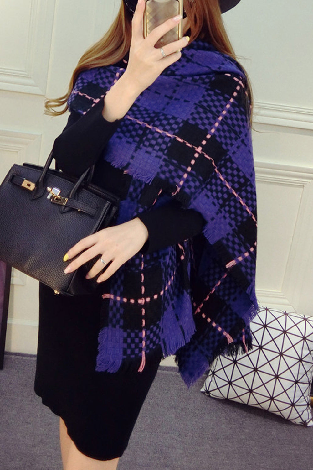 Women Trendy Plaid Styled Comfortable Cozy Thick Shawl