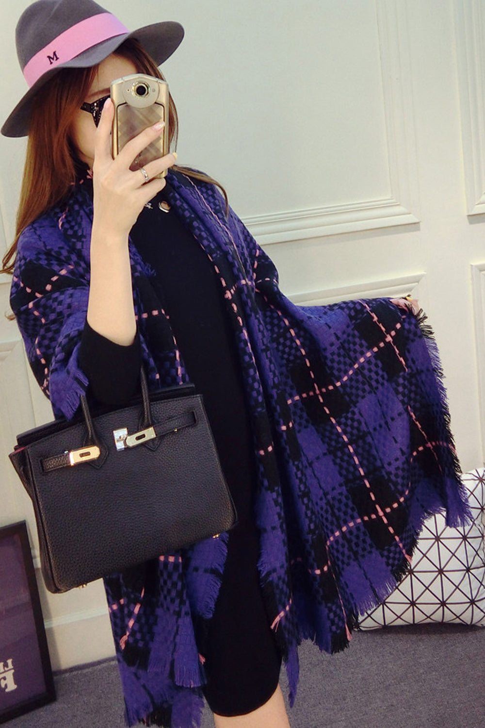 Women Trendy Plaid Styled Comfortable Cozy Thick Shawl