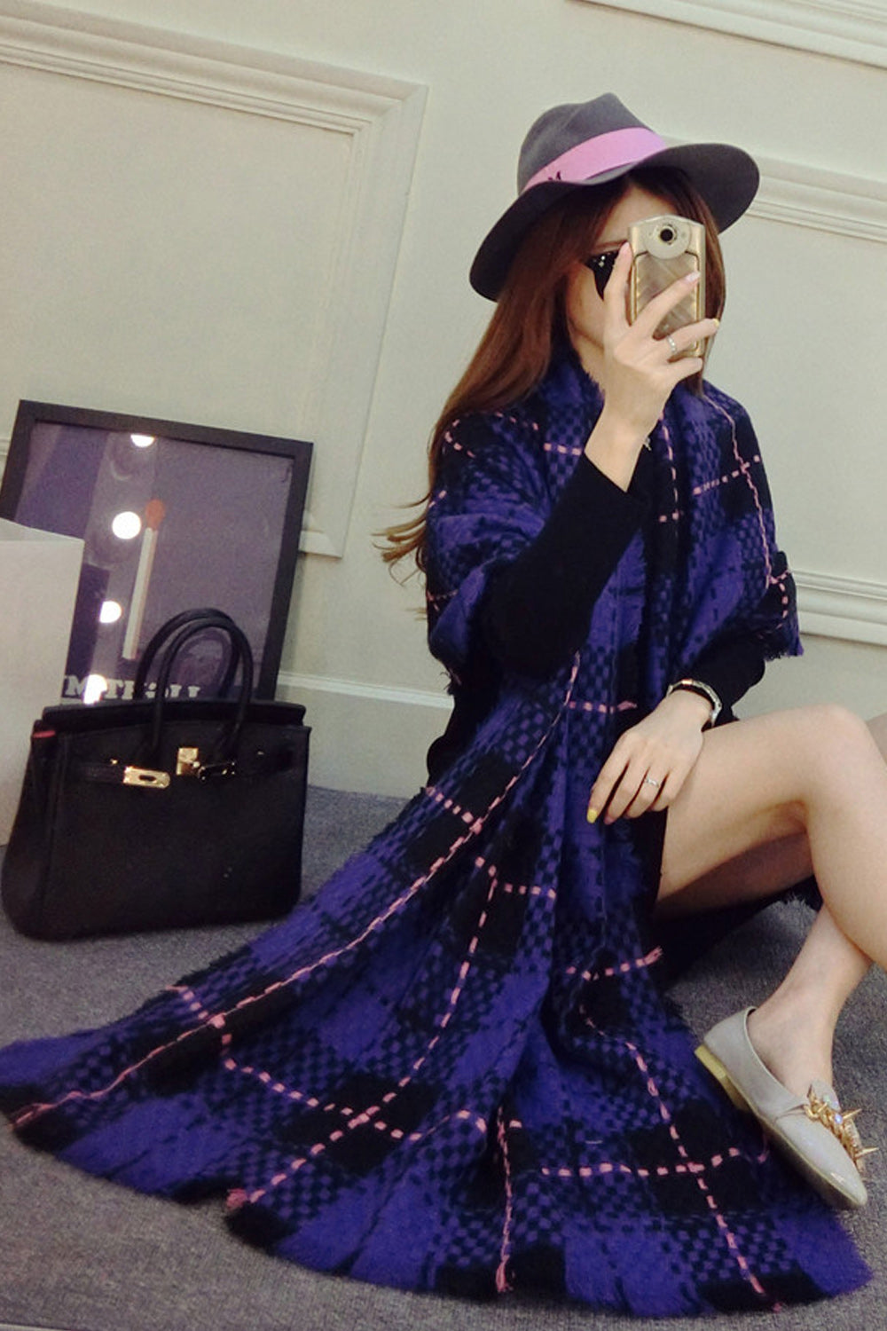 Women Trendy Plaid Styled Comfortable Cozy Thick Shawl
