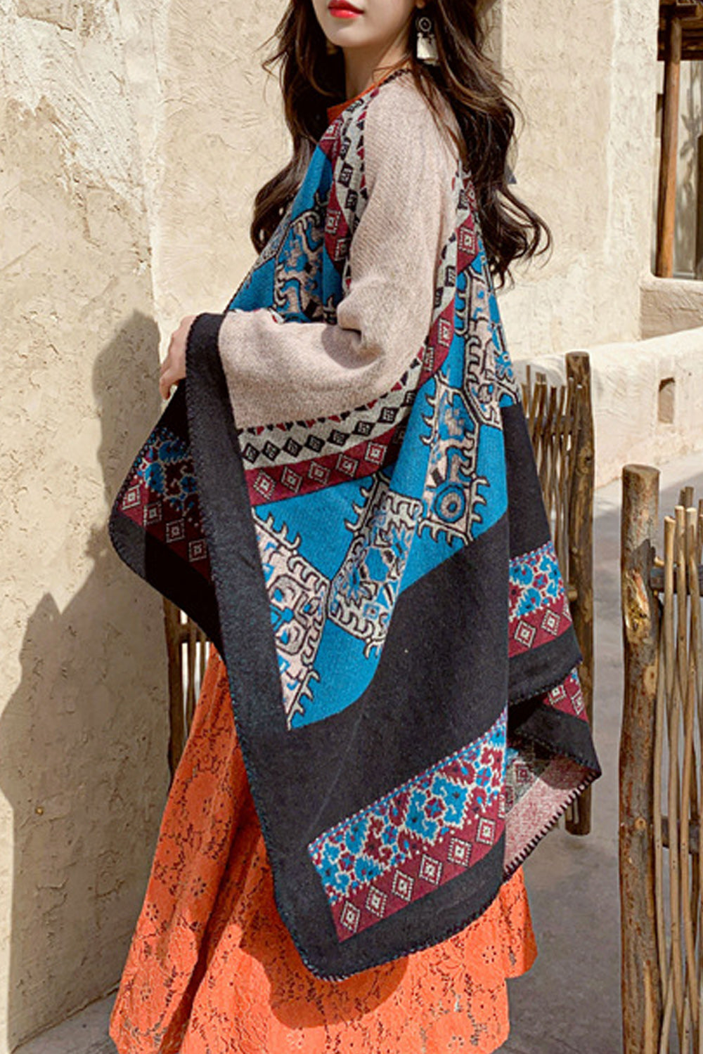Women Modern Styled Thick Printed Pattern Casual Winter Shawl